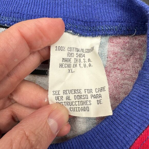 Vintage Striped 90s Kids T Shirt XL Unisex Bugle Boy USA Spell Out Rainbow - Picture 6 of 8